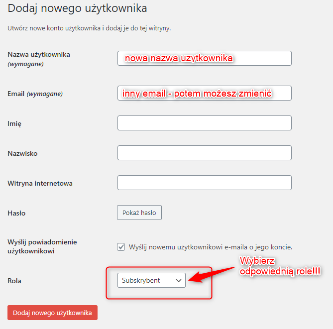 Nowy użytkownik WordPress