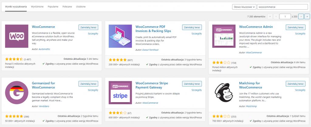 Pobieranie wtyczki WooCommerce