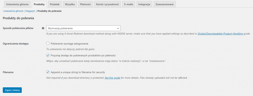 Produkty do pobrania Woocommerce