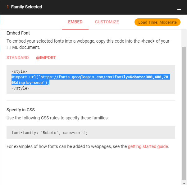 Skopiuj kod z Google Fonts