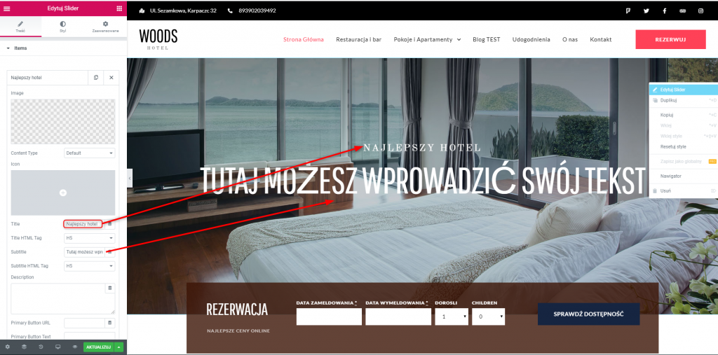 Zmiana napisów