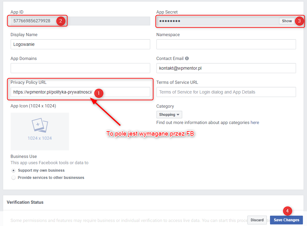 Konfiguracja aplikacji