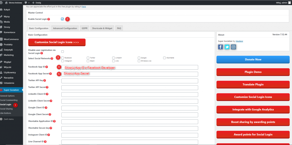 Konfiguracja Socializer