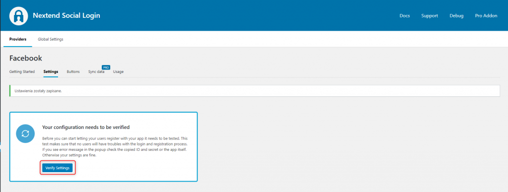 Zweryfikuj logowanie fb