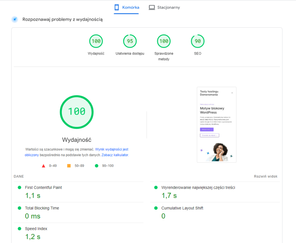 pageinsight domenomania mobile