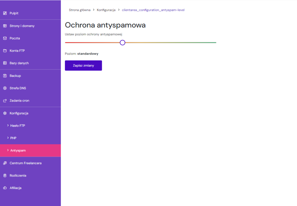 konfiguracja antyspam
