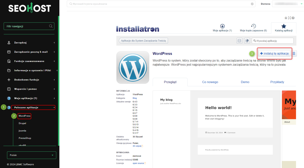 instalacja wordpress