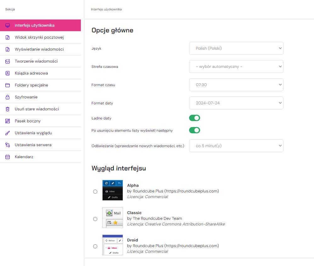 opcje webmail 3hosting
