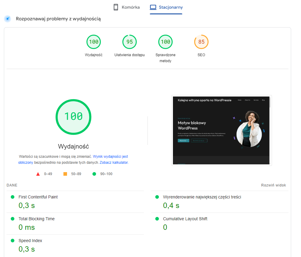 pagespeed insight pc